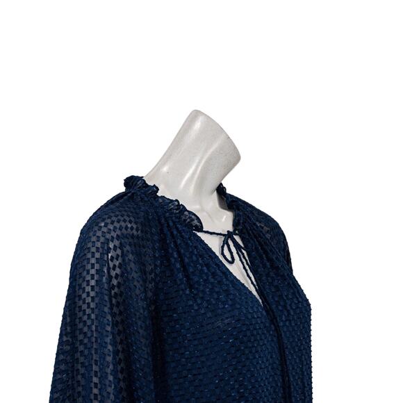 Alice + Olivia Layla Tiered Silk Midi Dress in Blue Women's Size Medium - Picture 9 of 11